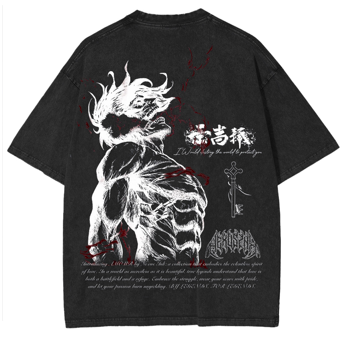 Attack on Titan, Eren Yeager, Vintage, gewaschenes Oversize-T-Shirt