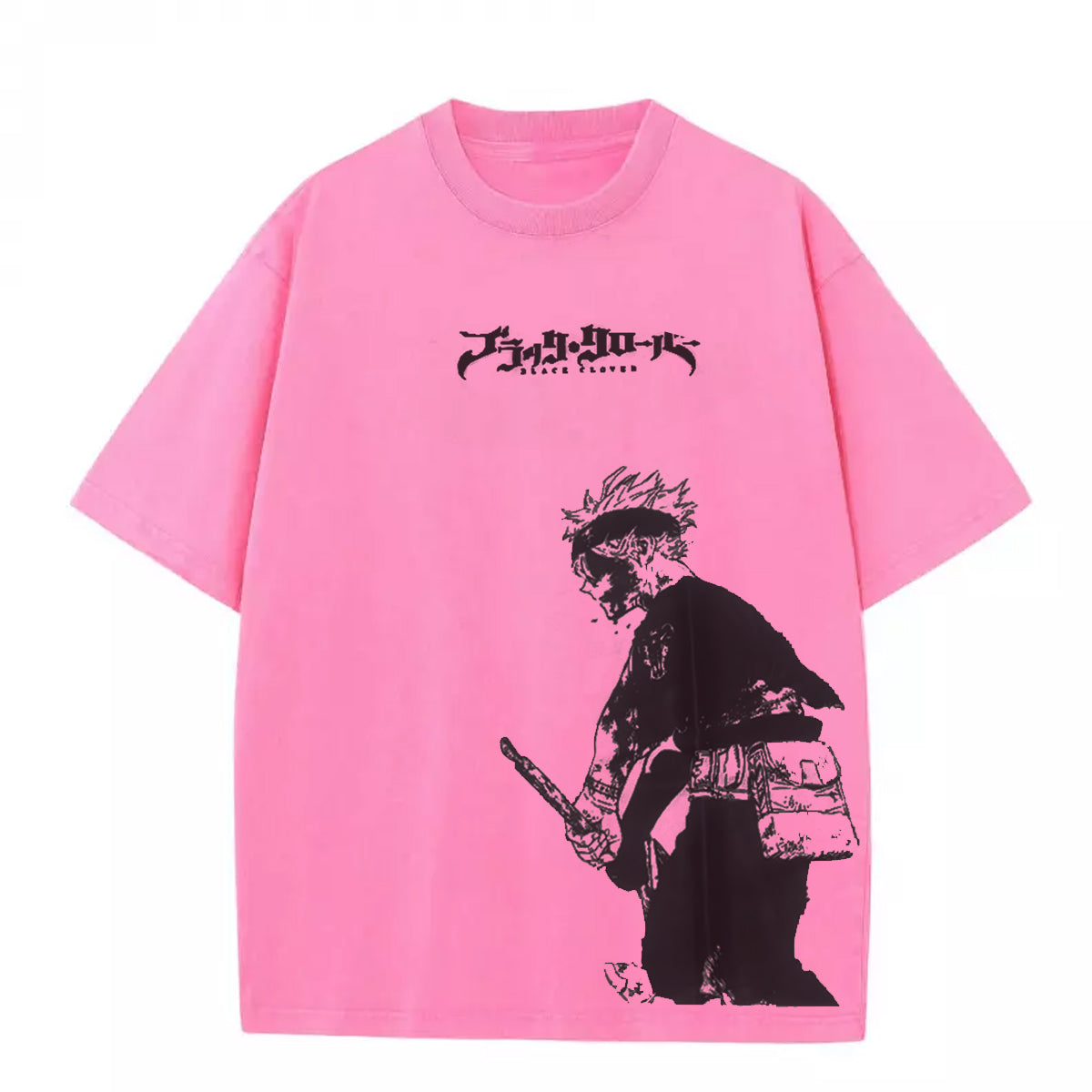 Asta x Black Bulls Black Clover Anime Doppeldruck Vintage Washed T-Shirt Unisex