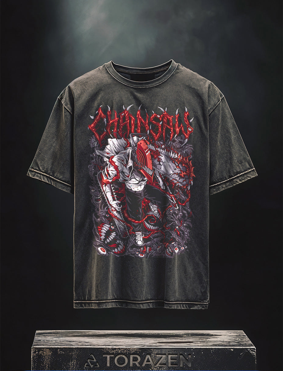 Denji Chainsaw Fury Vintage-T-Shirt