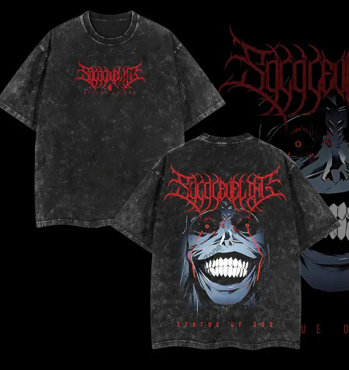 Statue of God Bedrucktes Unisex Washed T-Shirt