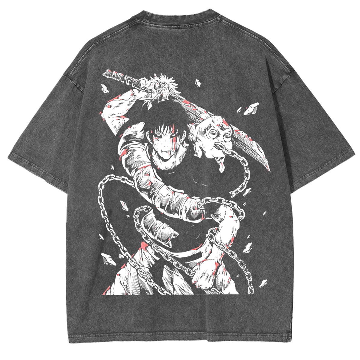 The Sorcerer Killer "Toji Fushiguro" Jujutsu Kaisen Anime Manga Acid Washed Leichtes Oversize-T-Shirt aus schwerer Baumwolle