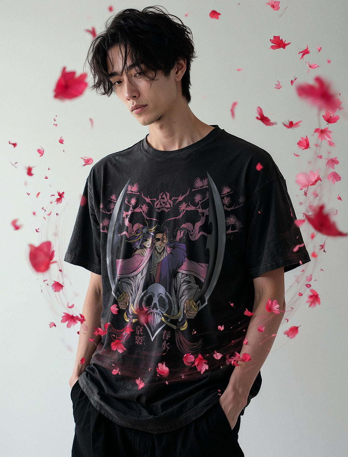 Shunsui's Floral Duel Vintage-T-Shirt