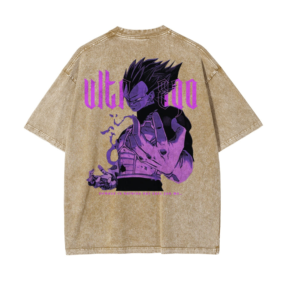 Dragon Ball Vegeta Oversize T-Shirt mit Vintage-Waschung – Anime Streetwear