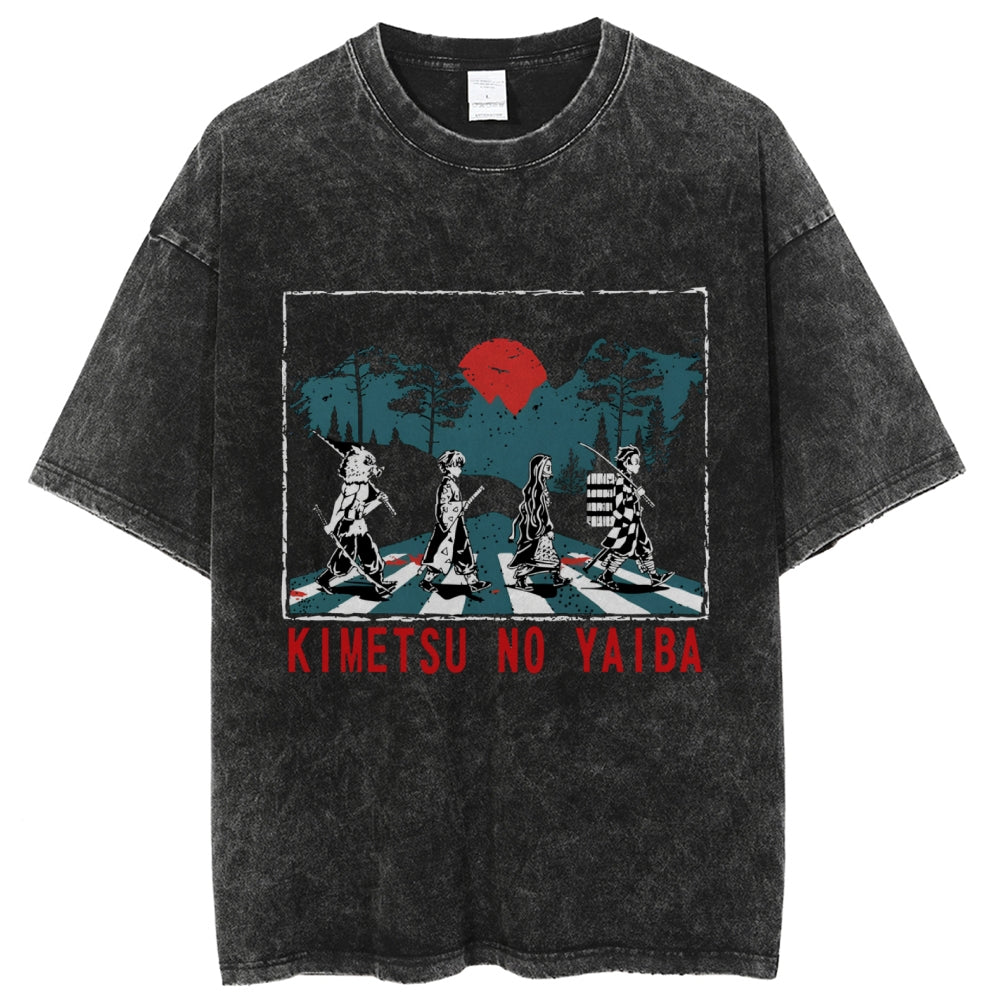 Unisex Vintage Demon Slayer Washed T-Shirt