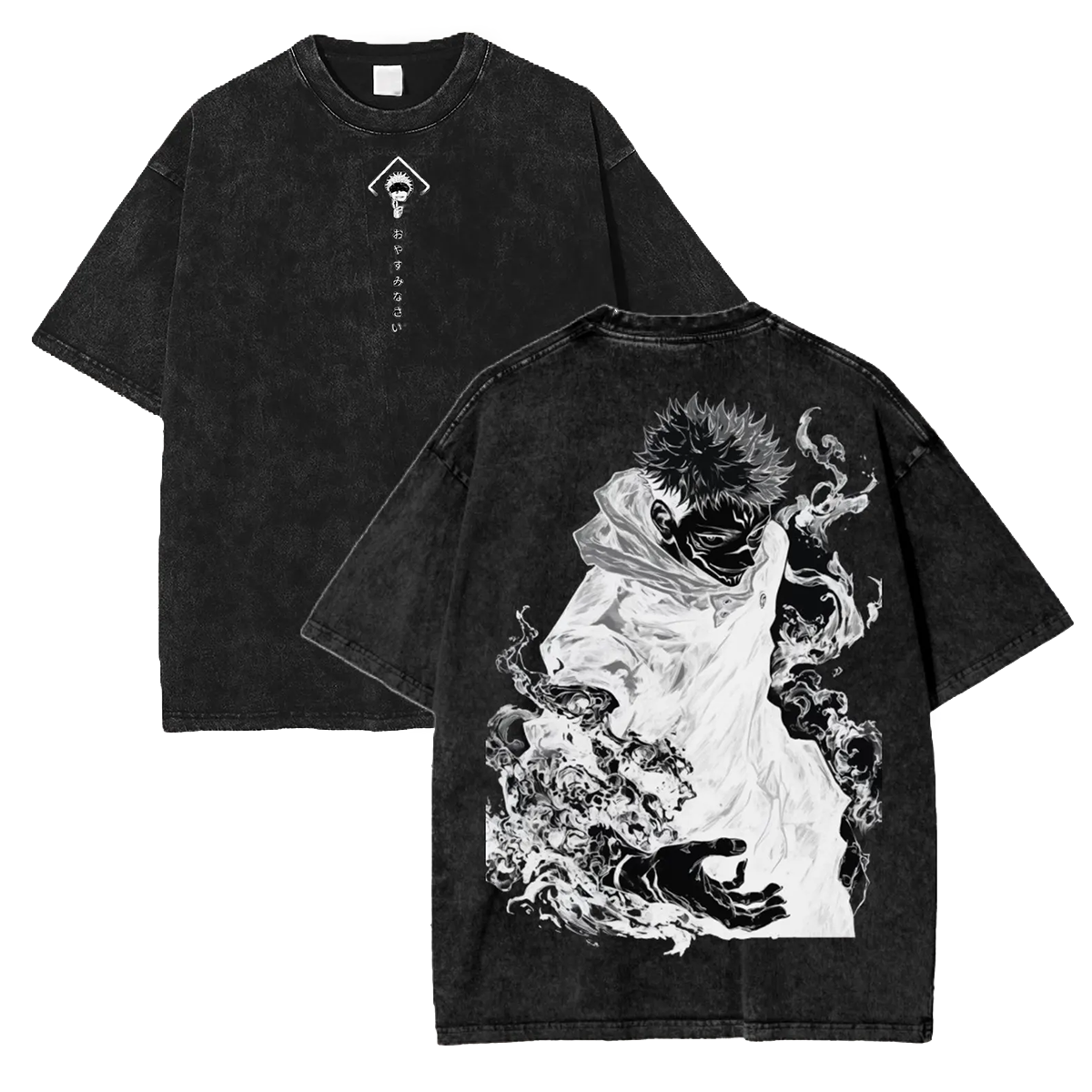 Jujutsu Kaisen Anime Acid Washed Oversize T-Shirt Yuji Itadori Anime T-Shirt Geschenk für ihn