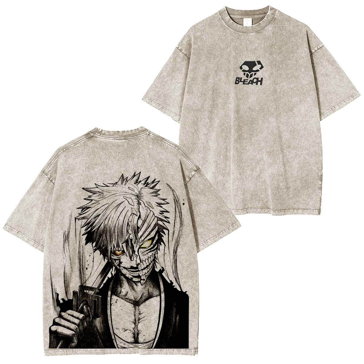 Ichigo Bleach Anime Doppeldruck Vintage T-Shirt (verwaschen)