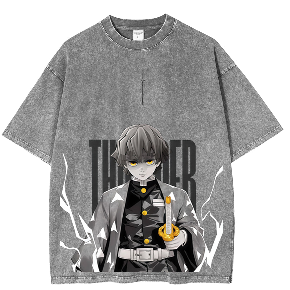 Zenitsu, Dämonentöter, Unisex, gewaschenes T-Shirt