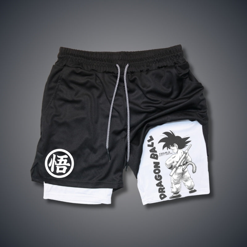 Dragon Ball Z Goku Performance Shorts - Schwarz & Weiß