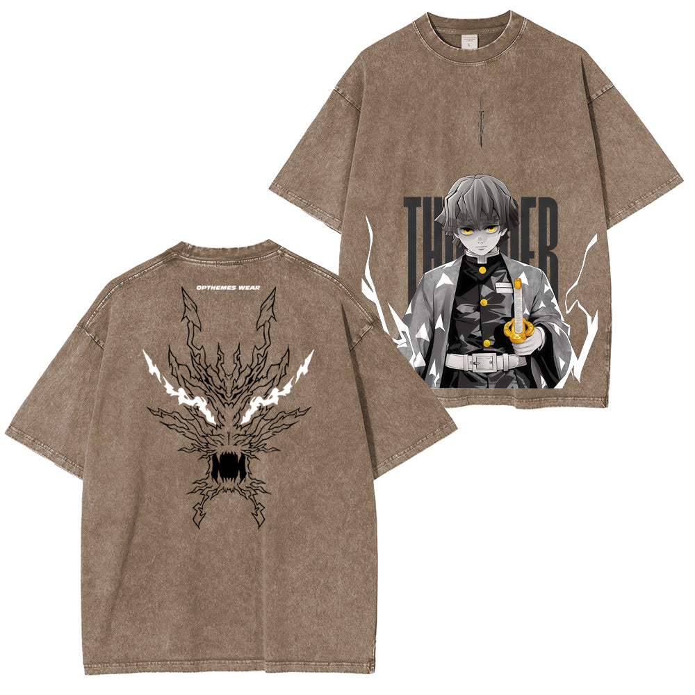 Zenitsu, Dämonentöter, Unisex, gewaschenes T-Shirt