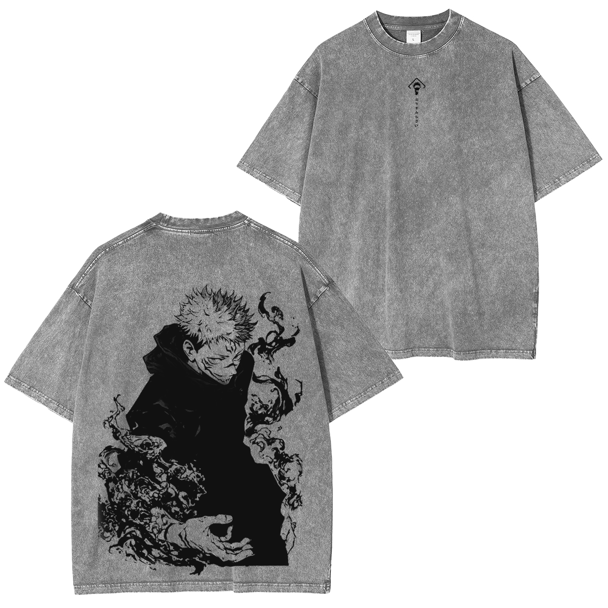Jujutsu Kaisen Anime Acid Washed Oversize T-Shirt Yuji Itadori Anime T-Shirt Geschenk für ihn