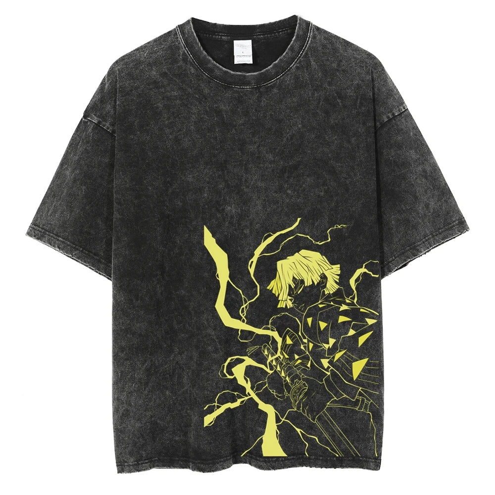 Anime Berserk Guts T-Shirt mit Vintage-Waschung – Version: Gesicht des Champs