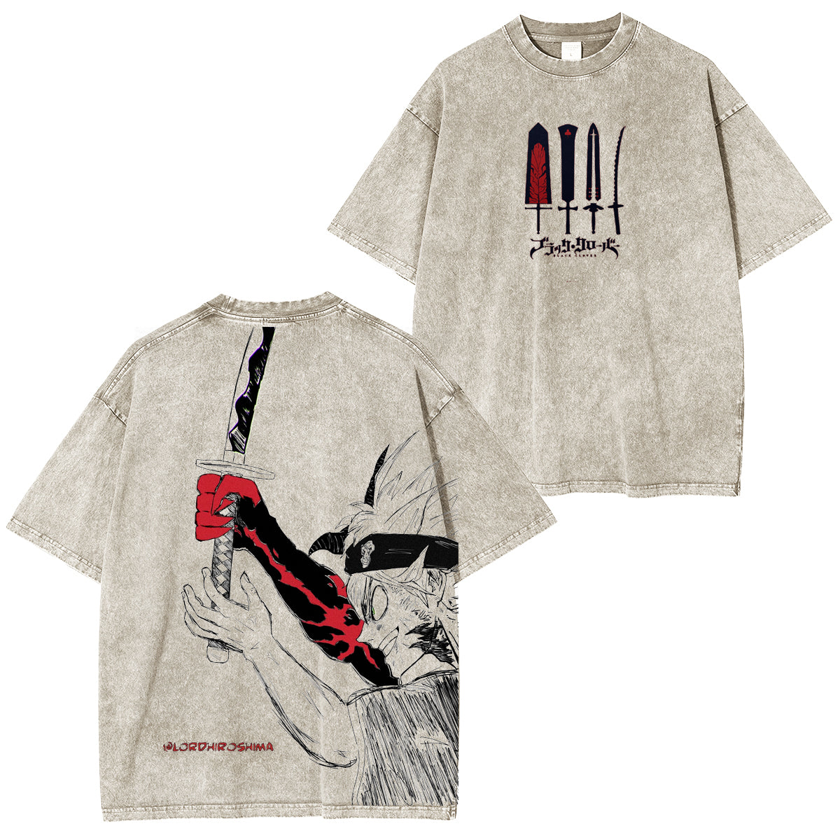 Black Clover Asta, gewaschenes Unisex-T-Shirt