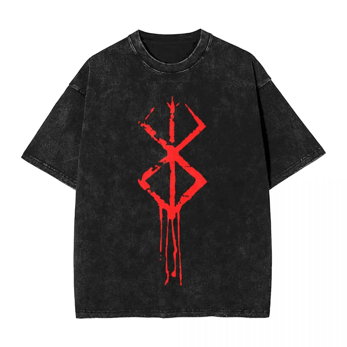 Anime Berserk Guts T-Shirt mit Vintage-Waschung – Version: Gesicht des Champs