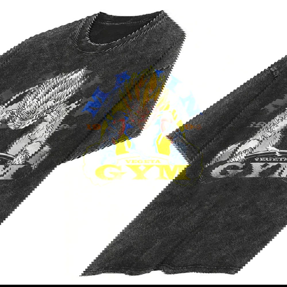 Dragon Ball Vegeta Oversize T-Shirt mit Vintage-Waschung – Anime Streetwear