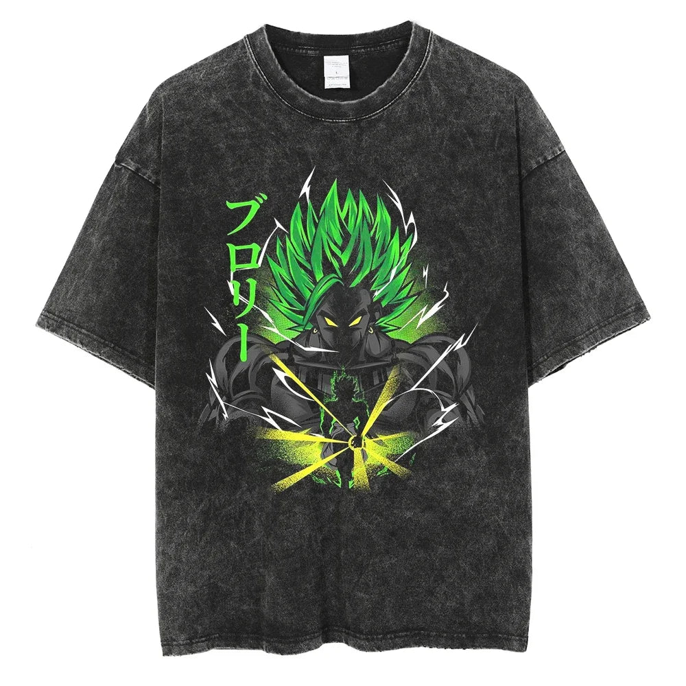 Dragon Ball T-Shirt - Kamehameha Green Goku Anime Oversized Washed Vintage - Limited Version
