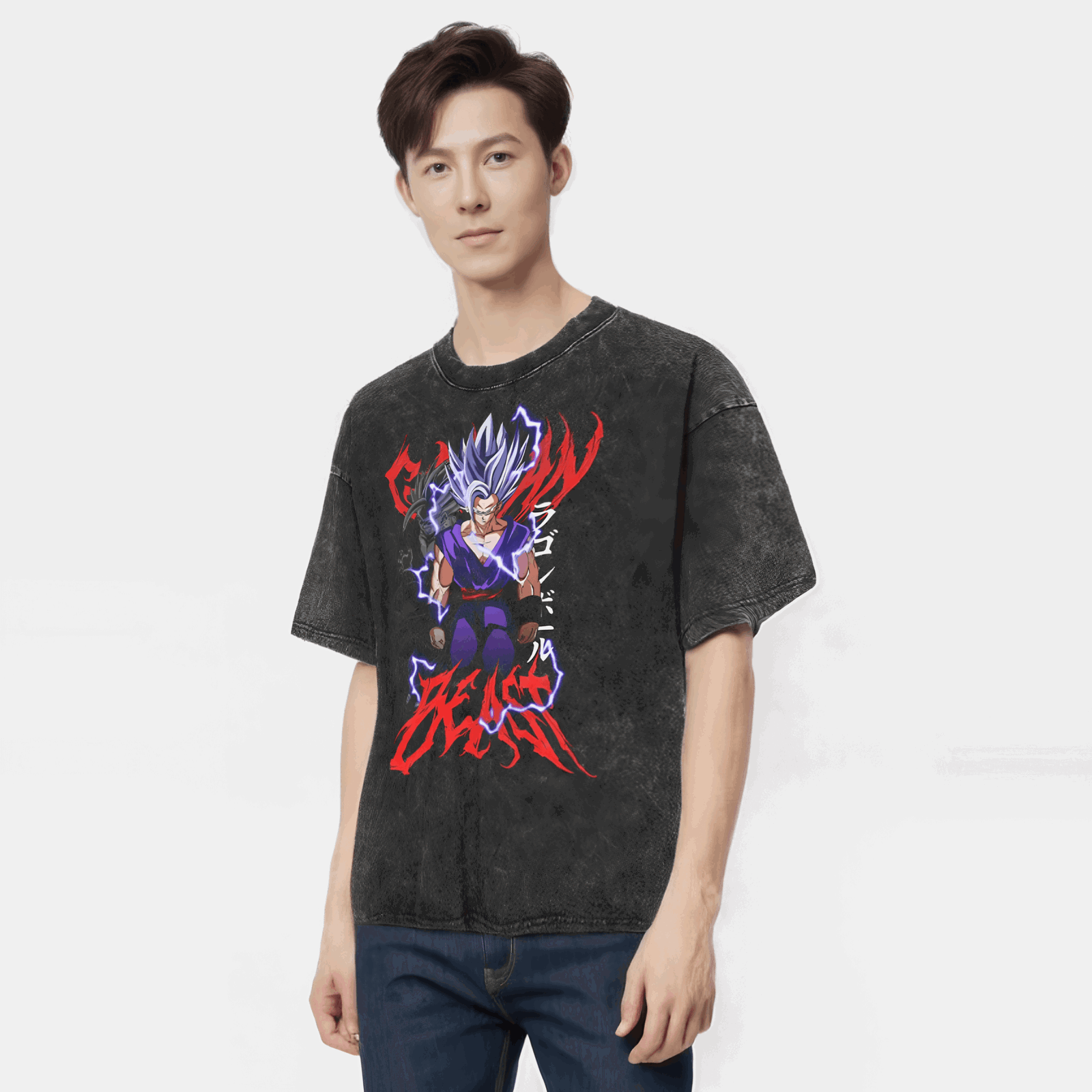 Saiyan Dragon Ball Washed Vintage Oversize T-Shirt - Anime Streetwear