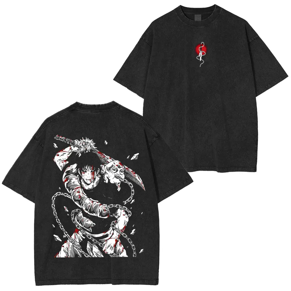 The Sorcerer Killer "Toji Fushiguro" Jujutsu Kaisen Anime Manga Acid Washed Leichtes Oversize-T-Shirt aus schwerer Baumwolle