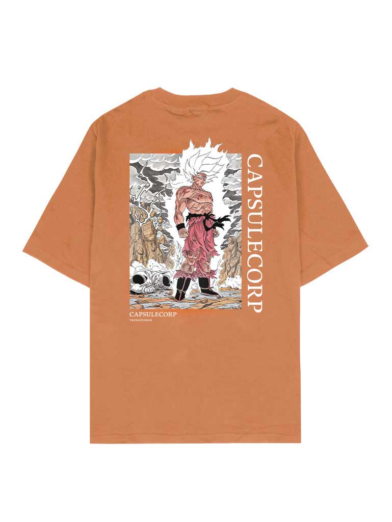 Saiyan 2-seitiges Retro Orange T-Shirt