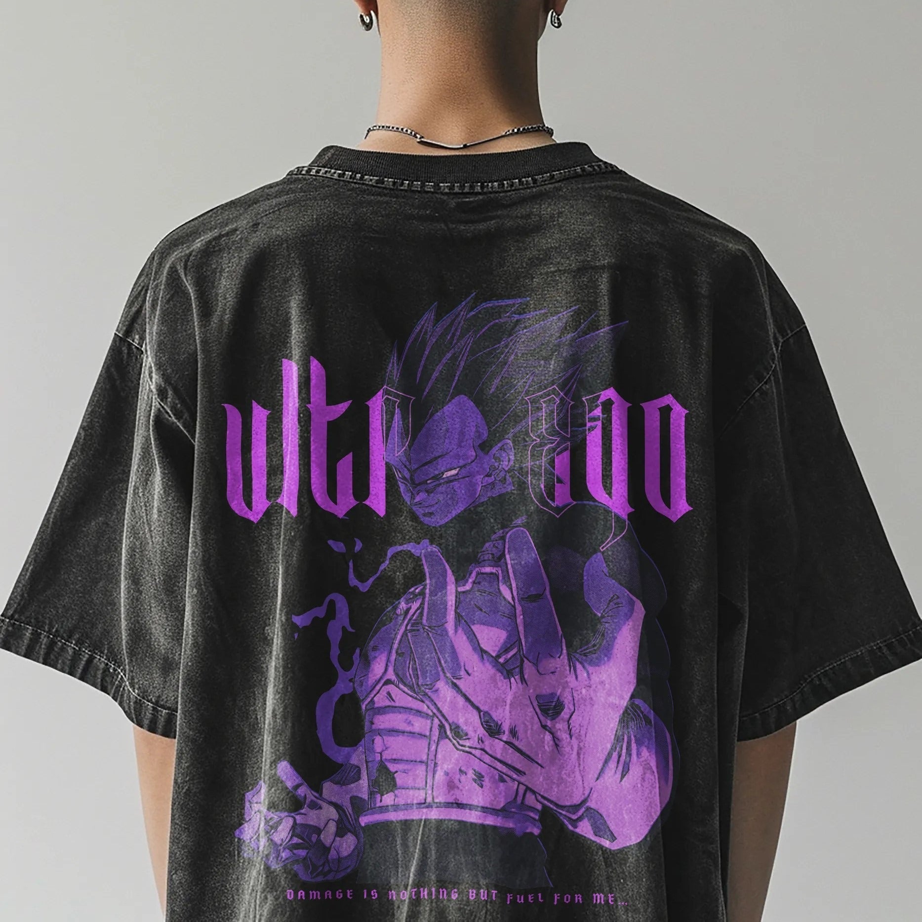Dragon Ball Vegeta Oversize T-Shirt mit Vintage-Waschung – Anime Streetwear