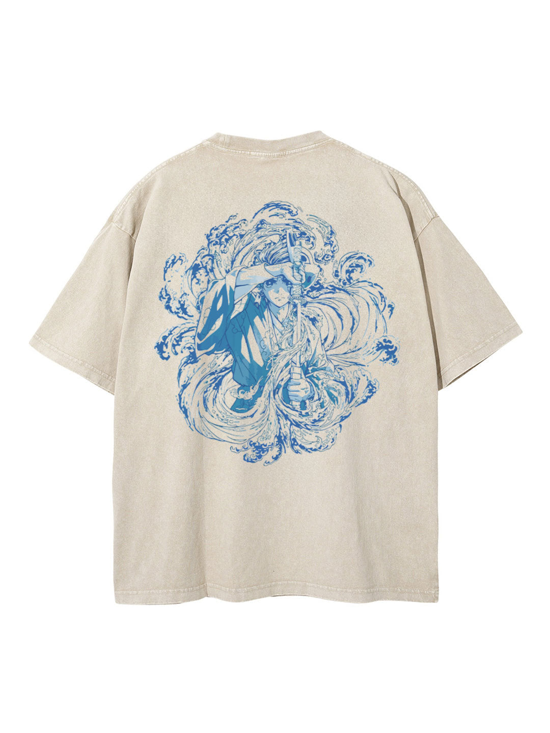 2-seitiges Vintage-T-Shirt „Tanjiro Water Breathing“