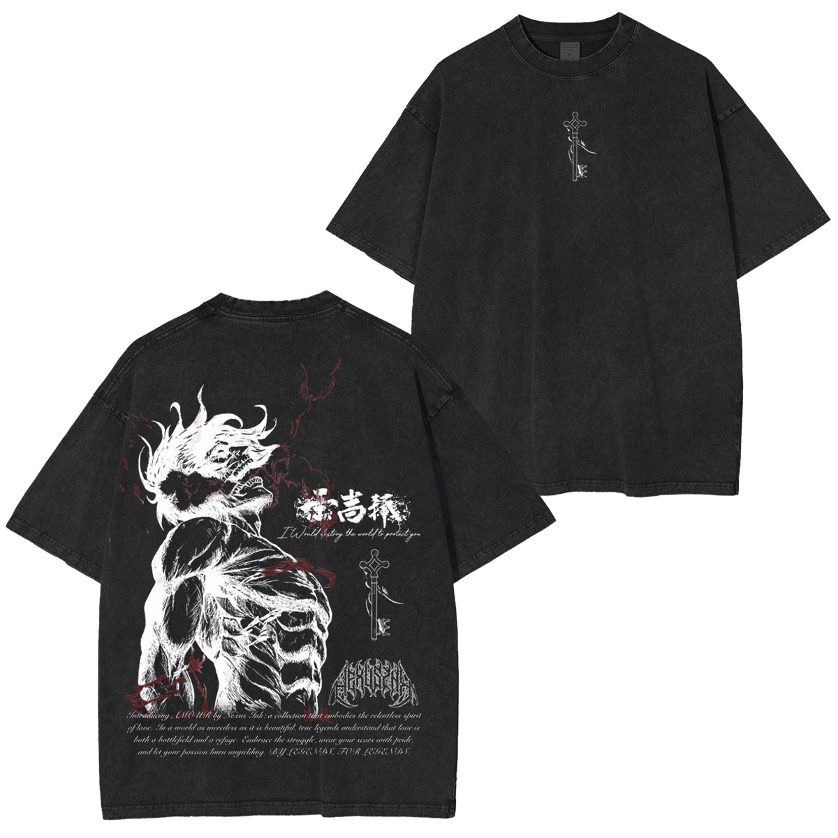 Attack on Titan, Eren Yeager, Vintage, gewaschenes Oversize-T-Shirt