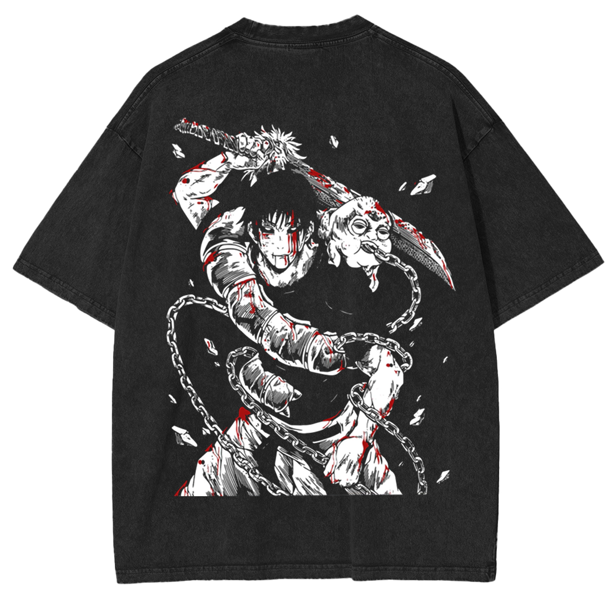 The Sorcerer Killer "Toji Fushiguro" Jujutsu Kaisen Anime Manga Acid Washed Leichtes Oversize-T-Shirt aus schwerer Baumwolle