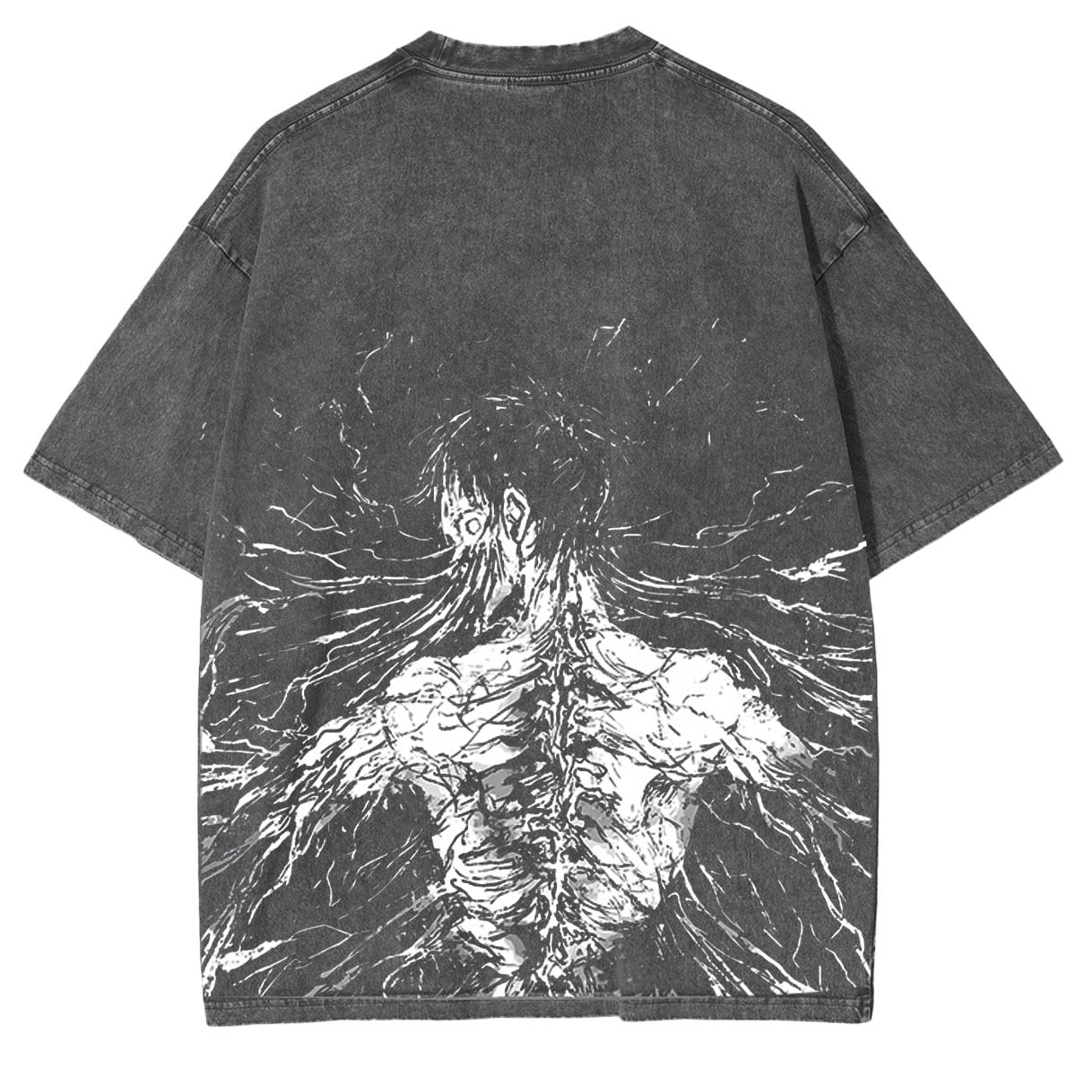 Retro Heavy Eren Yeager x Attack on Titan Anime-Print, Oversize-T-Shirt, gewaschen