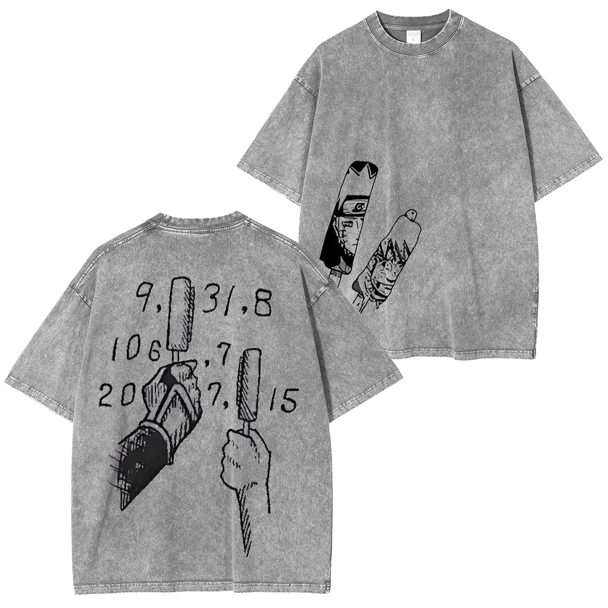 Jiraiya – Naruto Uzumaki Anime-T-Shirt, doppelt bedruckt, Vintage, gewaschen, Unisex