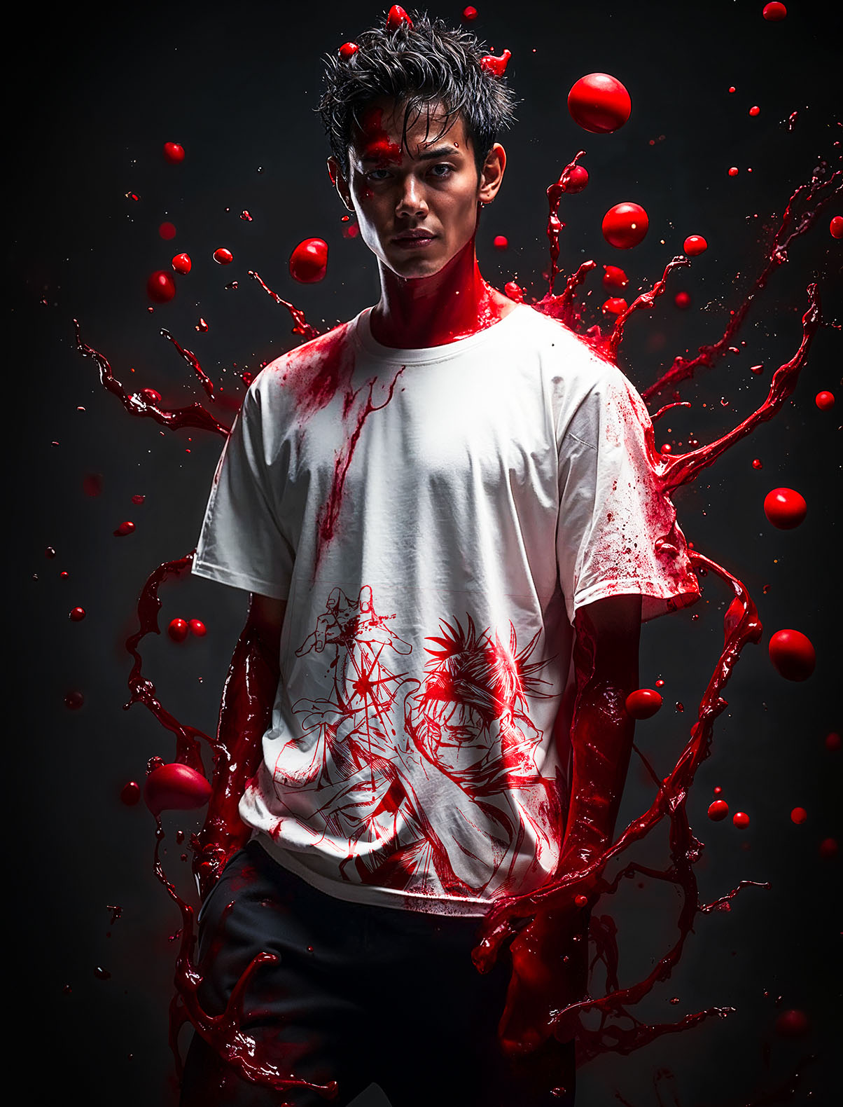 2-seitiges Vintage-T-Shirt „Piercing Blood“