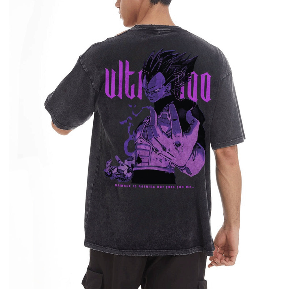 Dragon Ball Vegeta Oversize T-Shirt mit Vintage-Waschung – Anime Streetwear