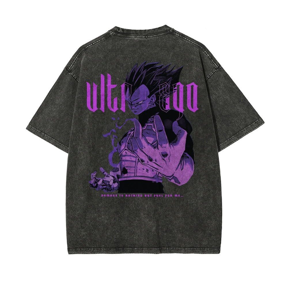 Dragon Ball Vegeta Oversize T-Shirt mit Vintage-Waschung – Anime Streetwear