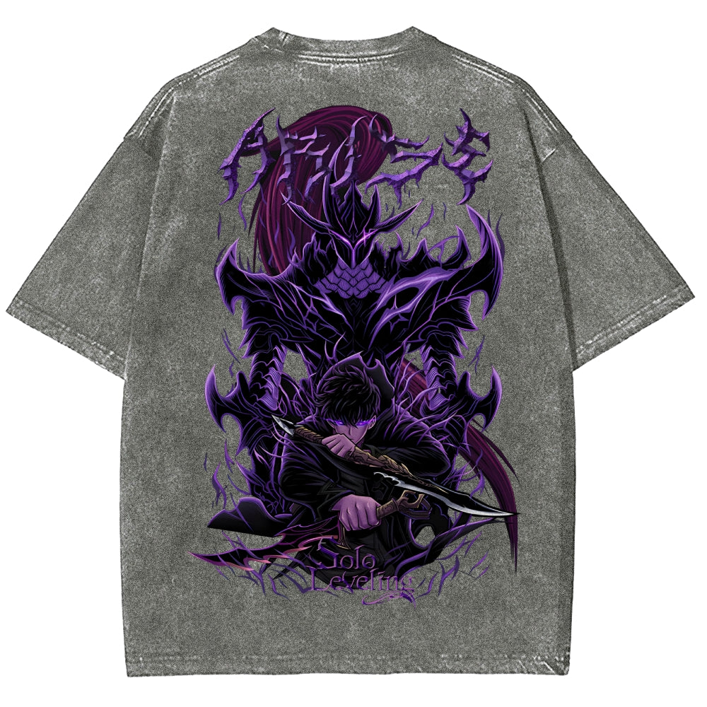 Solo-Leveling Unisex-Fit, gewaschenes T-Shirt 2503010751