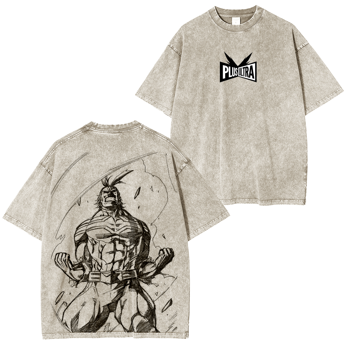 My Hero Academia Doppeldruck Oversize Anime Manga Acid Washed Baumwoll-T-Shirt