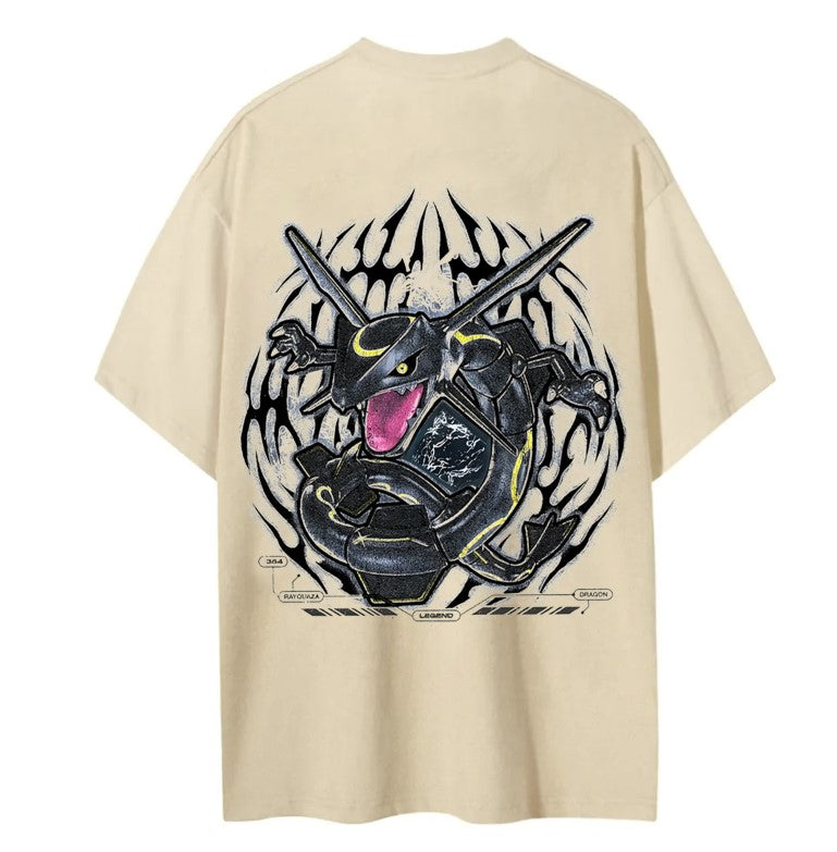 Rayquaza Vintage Oversize T-Shirt – Acid Washed Heavyweight Cotton Anime T-Shirt