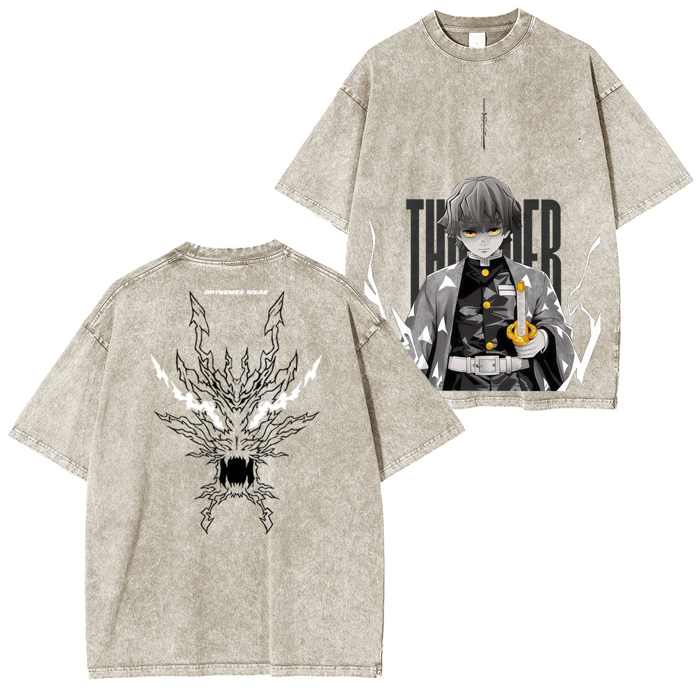Zenitsu, Dämonentöter, Unisex, gewaschenes T-Shirt