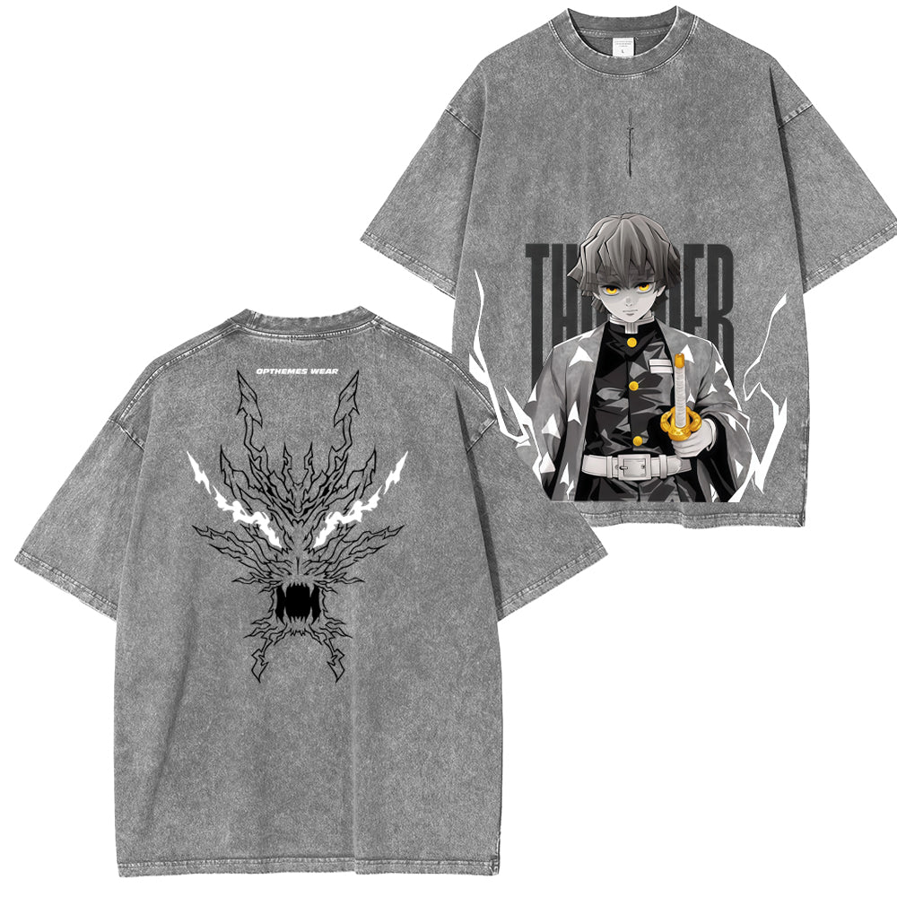 Zenitsu, Dämonentöter, Unisex, gewaschenes T-Shirt