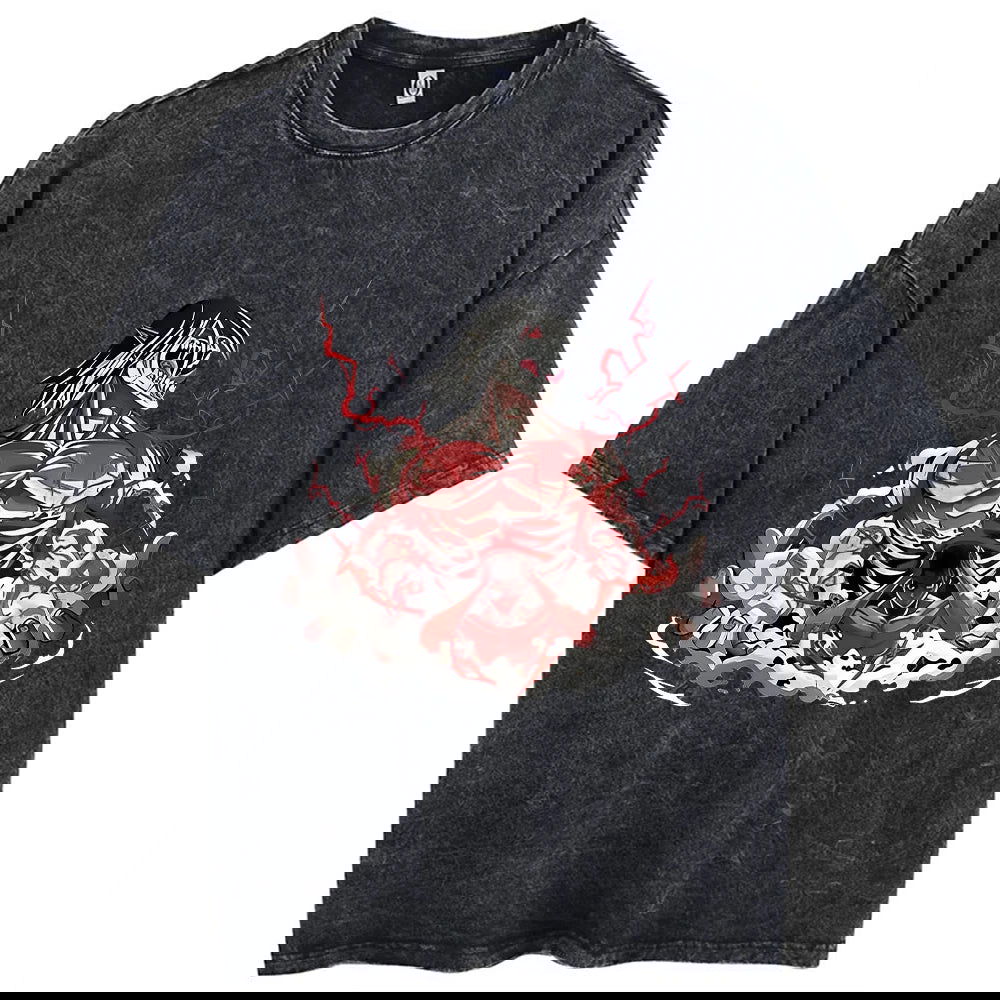 Anime Attack on Titan T-Shirt mit Vintage-Waschung Streetwear