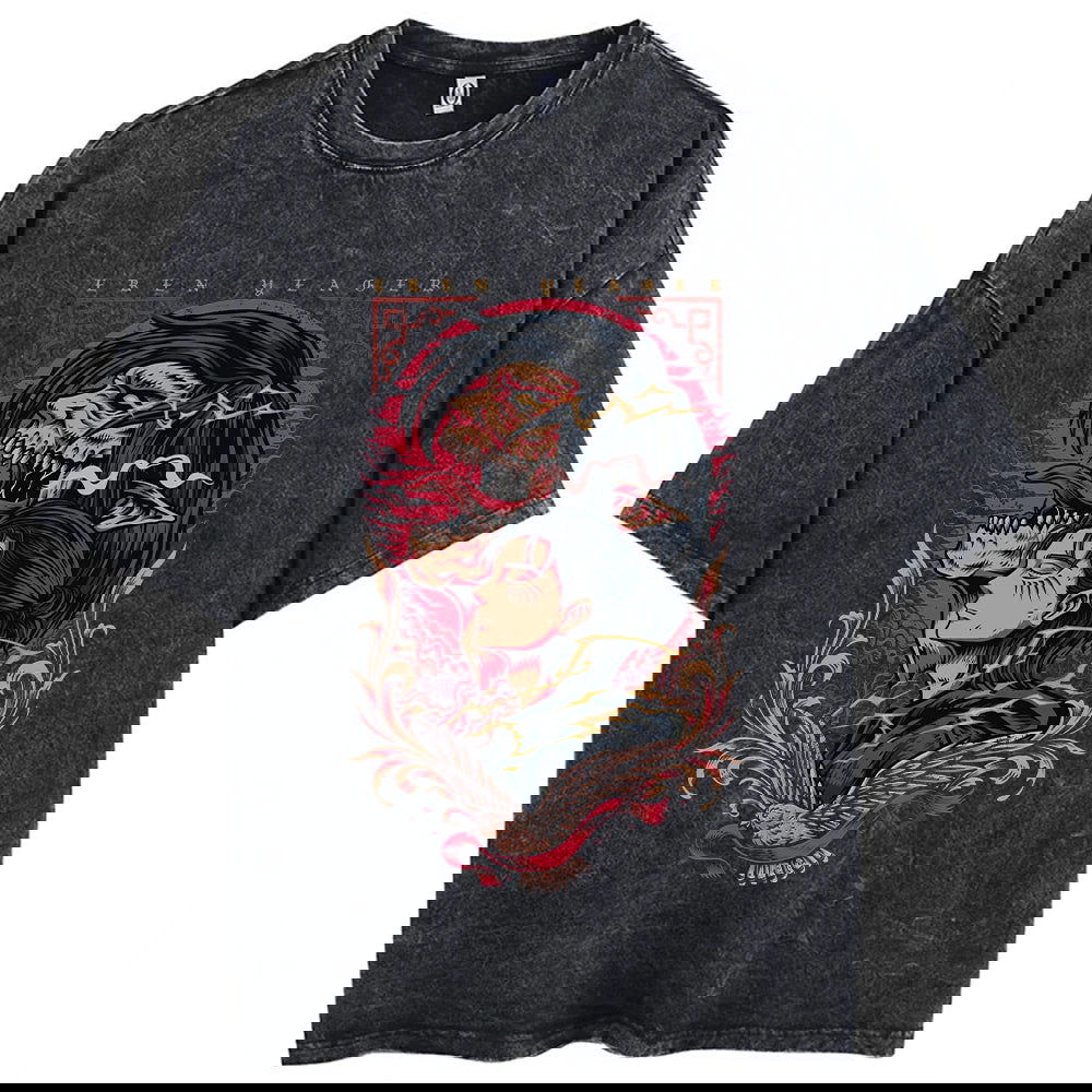 Anime Attack on Titan T-Shirt mit Vintage-Waschung Streetwear