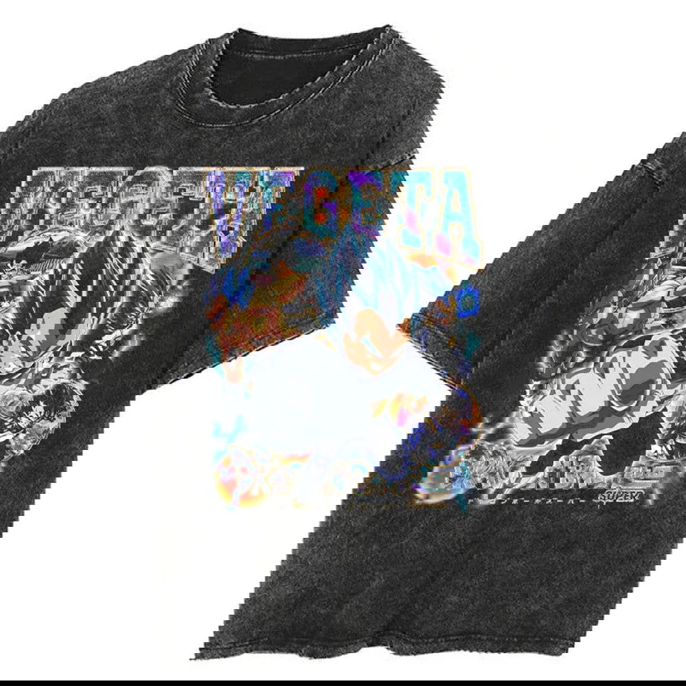 Dragon Ball Vegeta Oversize T-Shirt mit Vintage-Waschung – Anime Streetwear