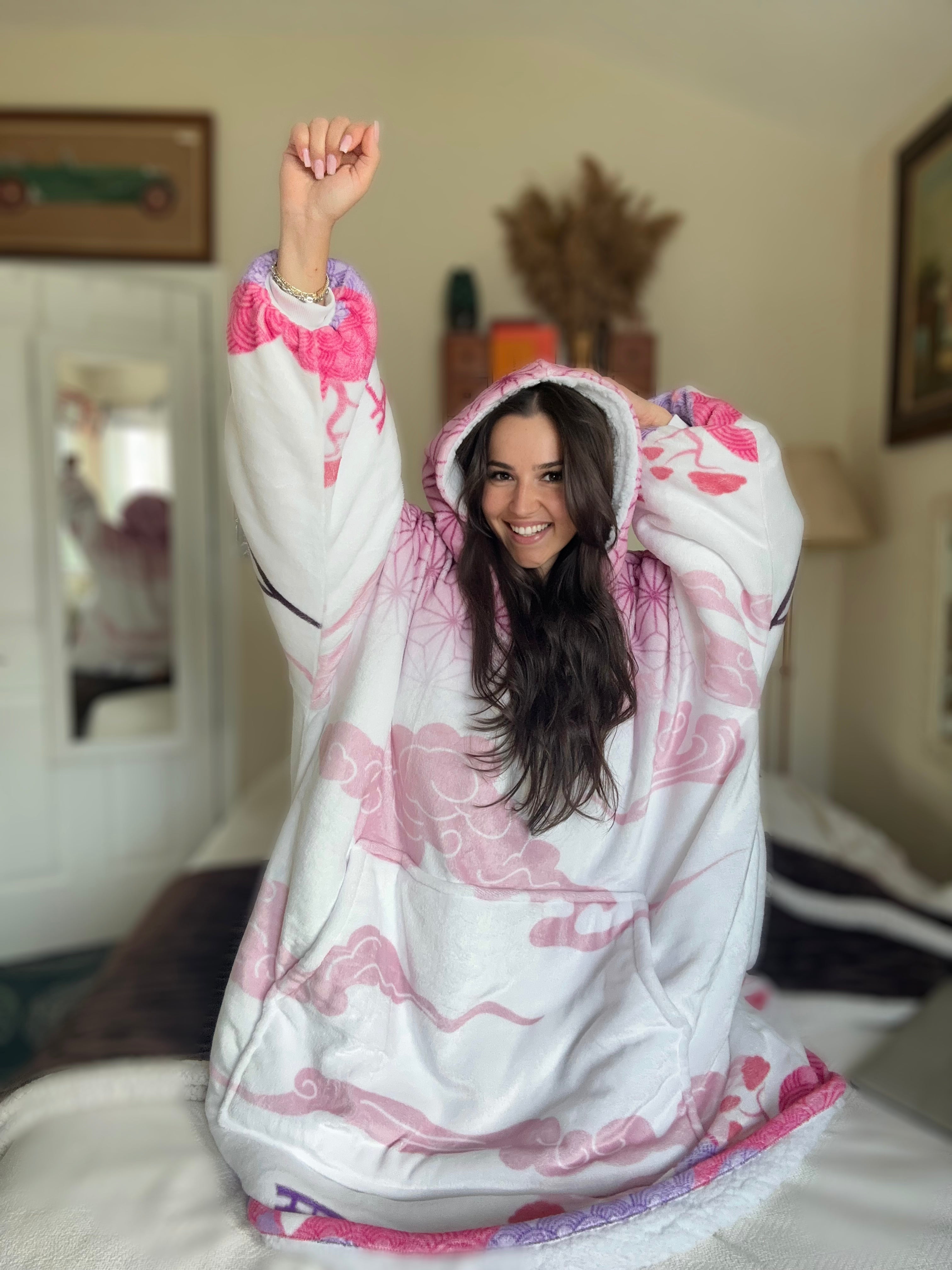 Nezuko Kimono Kuschelpullover mit Decke