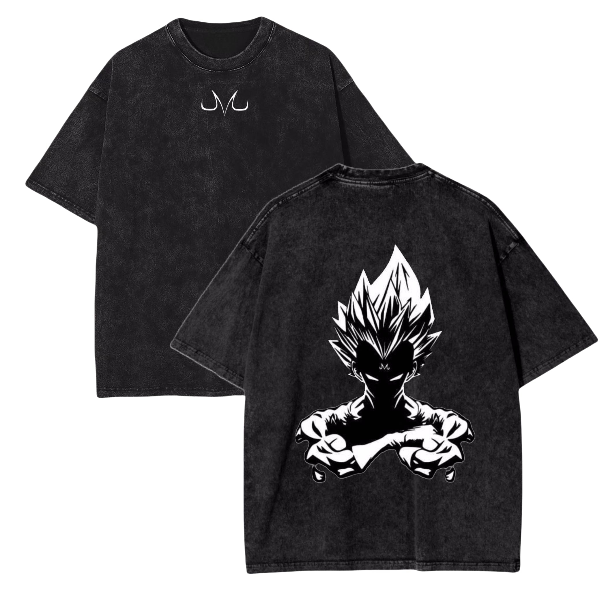 Dragon Ball Vegeta Oversize T-Shirt mit Vintage-Waschung – Anime Streetwear