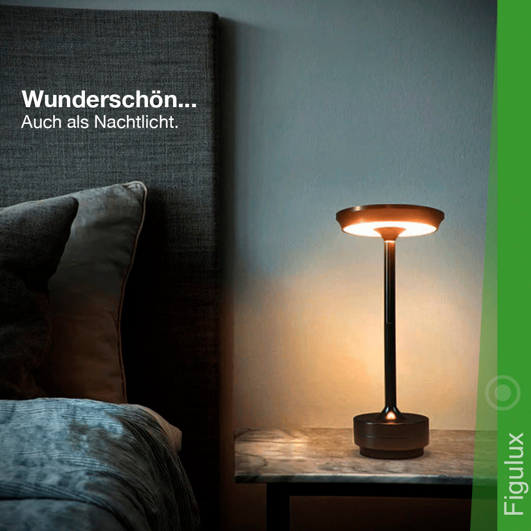 Stilvolle wetterfeste Akku-Tischlampe