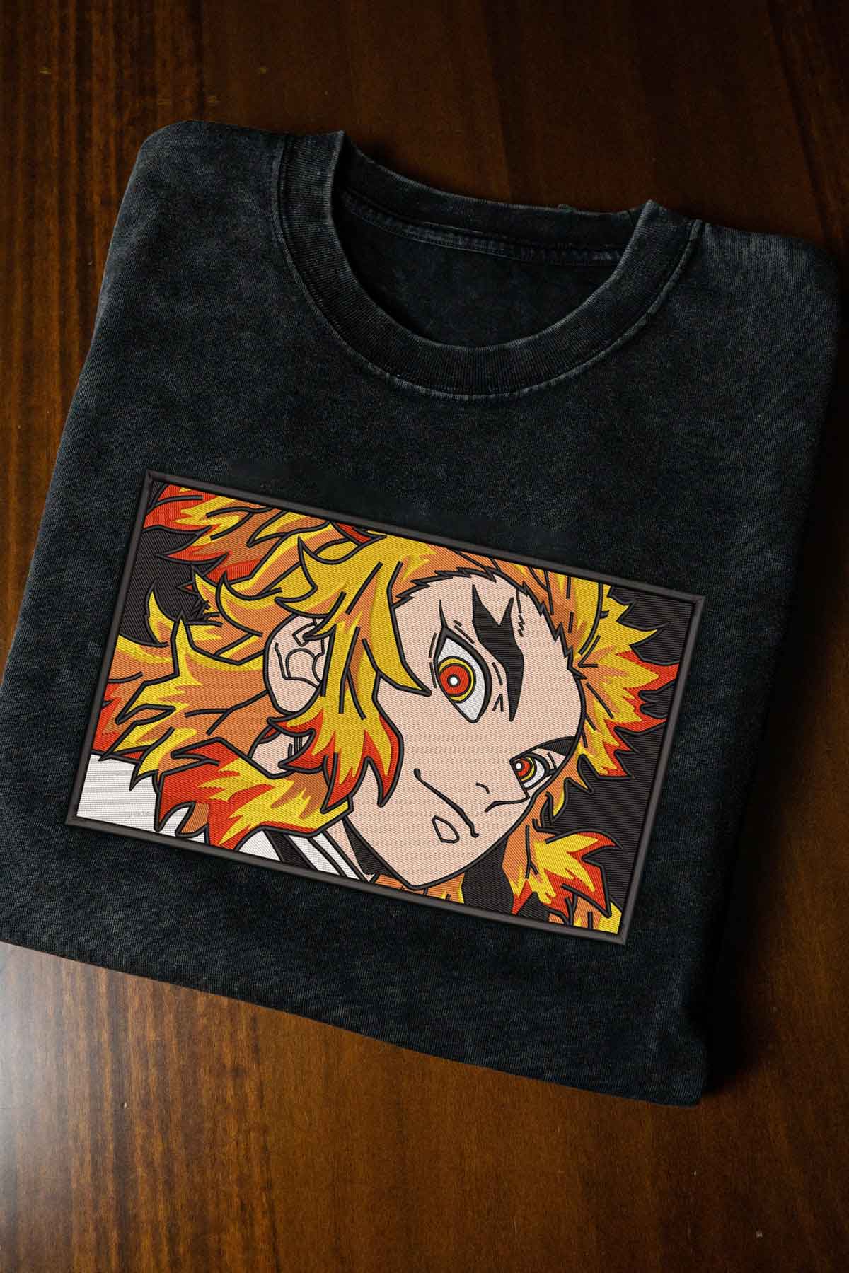 Vintage-T-Shirt mit Stickerei „Rengoku“