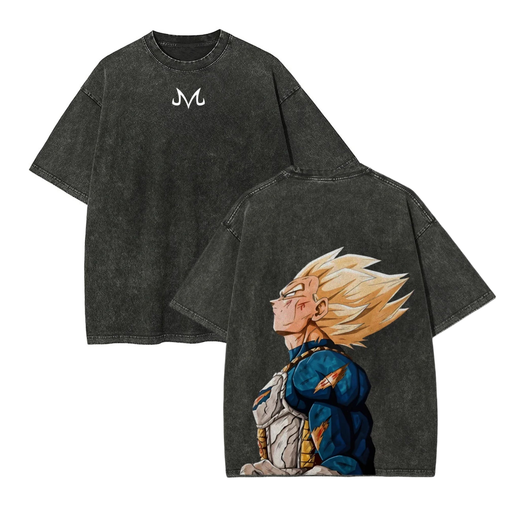 Dragon Ball Vegeta Oversize T-Shirt mit Vintage-Waschung – Anime Streetwear